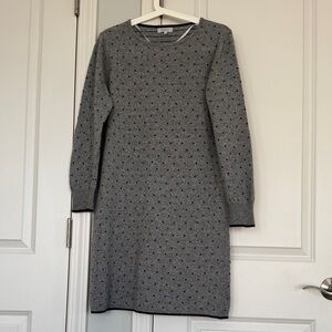 Women’s Gray Polka Dot Long-Sleeve Knit Dress, Made in Italy, size L